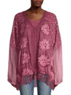 Le Marais Embellished Lace-trim Silk Blouse