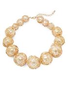 Kenneth Jay Lane Faux Pearl Wire Wrap Collar Necklace