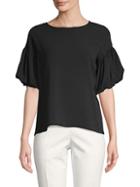 Vince Camuto Bubble-sleeve Roundneck Top
