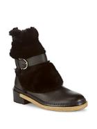 Salvatore Ferragamo Furio Fur Leather Ankle Boots