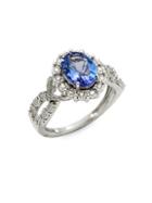 Effy 14k White Gold Diamond & Sapphire Pendant Ring