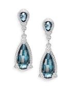 Judith Ripka Fontaine London Blue Spinel & White Sapphire Pear Drop Earrings