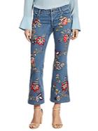 Alice + Olivia Ryley Embroidered Cropped Flare Jeans