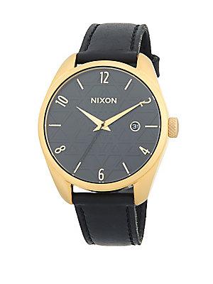 Nixon Bullet Leather Stainless Steel Quartz Strap Watch