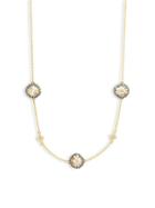 Freida Rothman Crystal And Sterling Silver Station Necklace