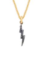 La Soula 14k Goldplated Sterling Silver Black Diamond Lightning Bold Pendant Necklace