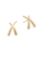 Saks Fifth Avenue 14k Yellow Gold Criss-cross Stud Earrings