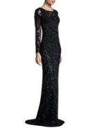Theia Long Sleeve Embellished Gown