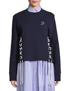 Public School Leighton Cotton French Terry Lace-up Sweatshirt