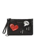 Love Moschino Graphic Textured Faux Leather Convertible Clutch