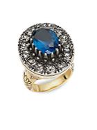 Alexander Mcqueen Ornately Etched Glass Crystal Ring