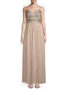 Adrianna Papell Bead Bodice Mesh Gown