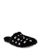 Alexander Wang Amelia Embellished Leather & Shearling Slippers