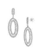 Effy 14k White Gold Diamond Oval Drop Earrings