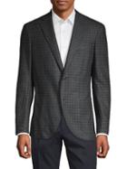 Luciano Barbera Plaid Wool & Silk Blend Sport Jacket