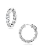 Diana M Jewels Diamond And 18k White Gold Oval Hoop Earrings