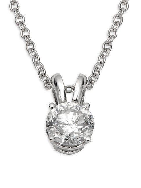 Effy 14k White Gold & Diamond Solitaire Necklace