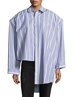 Vetements Linear Asymmetrical Cotton Button-down Shirt