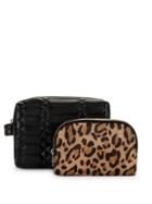 Aimee Kestenberg Two-piece Leather Cosmetic Bag & Leopard-print Pouch Set