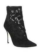 Manolo Blahnik Bricamina Suede & Lace Booties