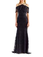 Nicole Miller New York Floral Lace Trumpet Gown