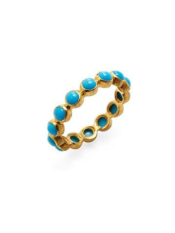 Adornia Fine Jewelry Turquoise And 18k Yellow Gold Sleeping Beauty Eternity Band Ring