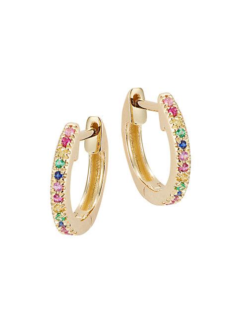 Saks Fifth Avenue 14k Yellow Gold Colored Diamond Hoop Earrings