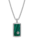 Effy Sterling Silver & Malachite Dog Tag Pendant Necklace