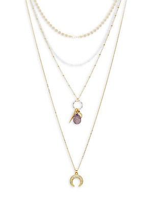 Panacea Crystal Layered Charm Necklace