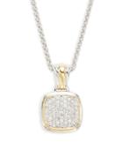 Effy Sterling Silver & Diamond Square Pendant Necklace