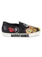 Moschino Sticker Print Leather Sneakers