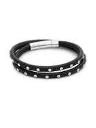 Tateossian Double Wrap Studded Leather Bracelet