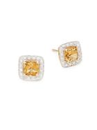 Saks Fifth Avenue 14k Yellow Gold Citrine & Diamond Halo Stud Earrings