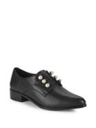 Pure Navy Dylan Pearl Studded Leather Loafers