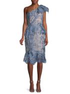 Marchesa One-shoulder Lace Dress
