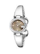 Guccissima Stainless Steel Bangle Bracelet Watch/brown