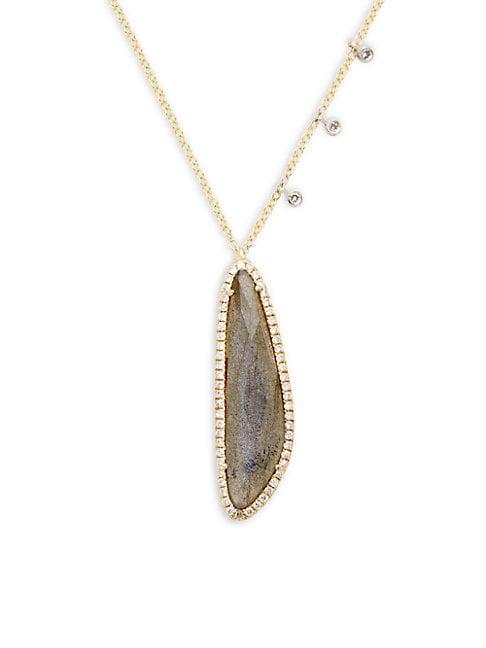 Meira T 14k Gold Labradorite & Diamond Pendant Necklace