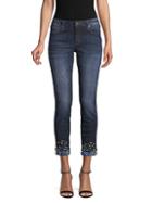 Miss Me Embellished Folded-cuff Skinny Ankle Jeans