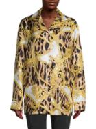 Versace Leopard-print Silk Pajama Shirt