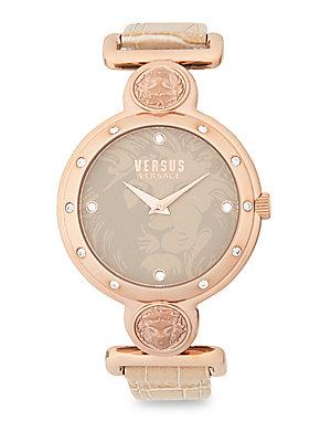 Versus Versace Stainless-steel Rose Gold Leather Strap Watch