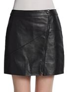 Tibi Asymmetrical Pebbled Leather Skirt