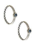 Effy Balissima Blue Topaz Accented Hoops In Sterling Silver With 18 Kt. Yellow Gold