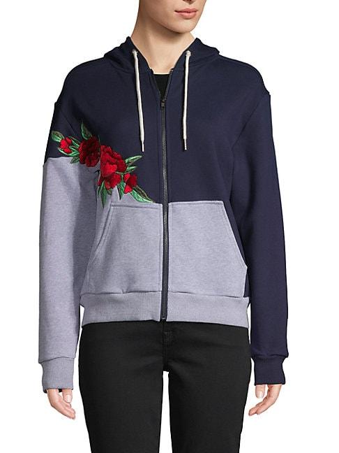 Lea & Viola Floral Embroidered Cotton Hoodie