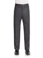 Santorelli Devon Wool Flat-front Pants