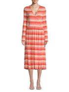 Stine Goya Alina Stripe Surplice A-line Midi Dress