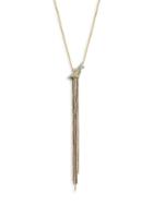 Alexis Bittar Pyrite Box Chain Tassel Lariat Necklace