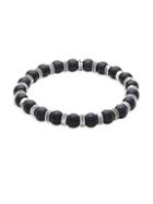 Perepaix Stainless Steel & Obsidian Beaded Bracelet