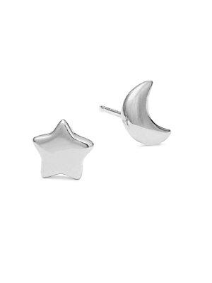 Saks Fifth Avenue Star And Moon Sterling Silver Earrings