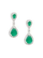 Effy 14k White Golddiamond Emerald Teardrop Earrings