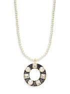 Kenneth Jay Lane Pearl Ring Pendant Necklace